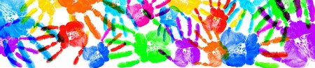 Multiple handprints in different colours