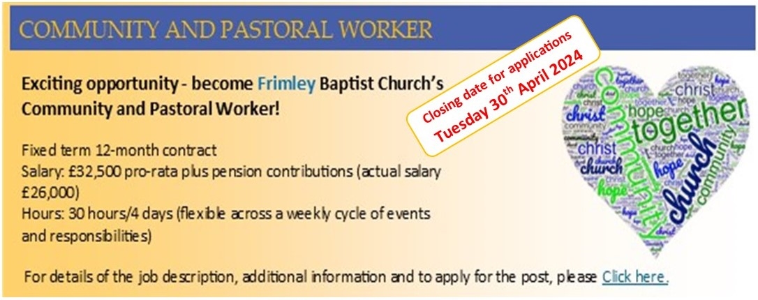 Community & Pastoral Worker*Opportunity*Apply now