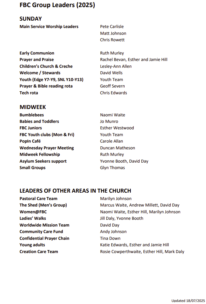 FBC Group Leaders