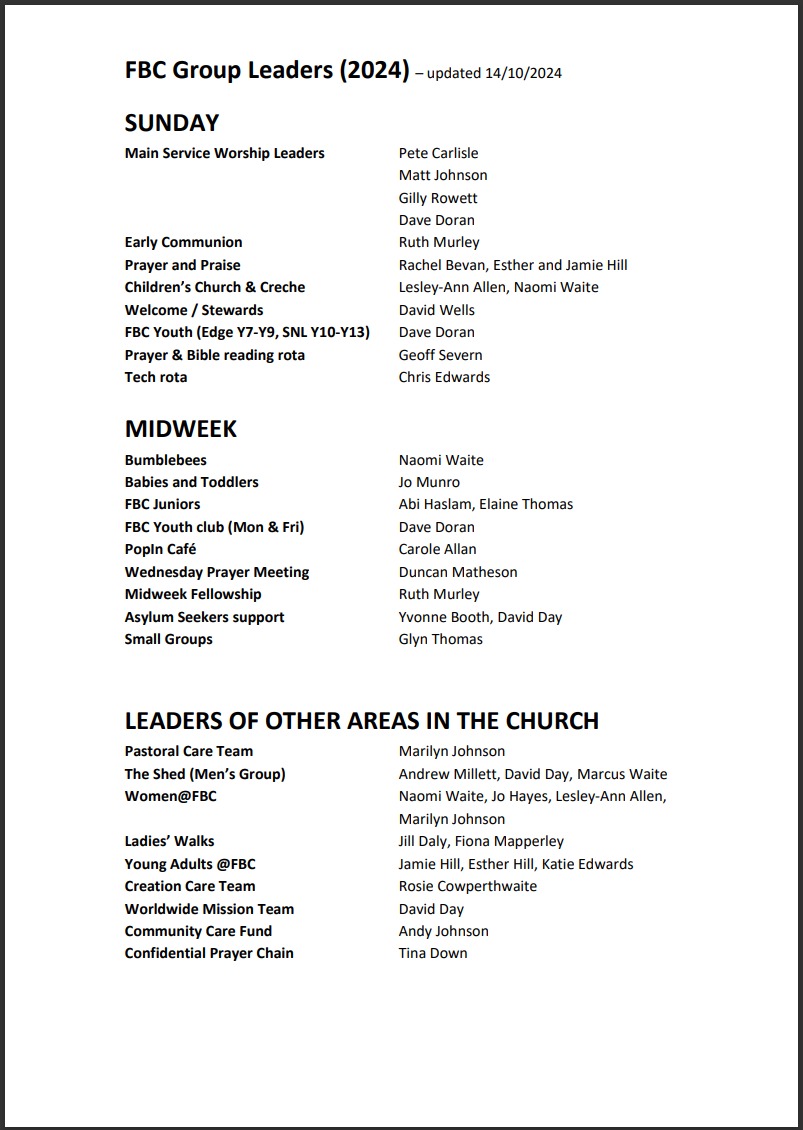 FBC Group Leaders 2024