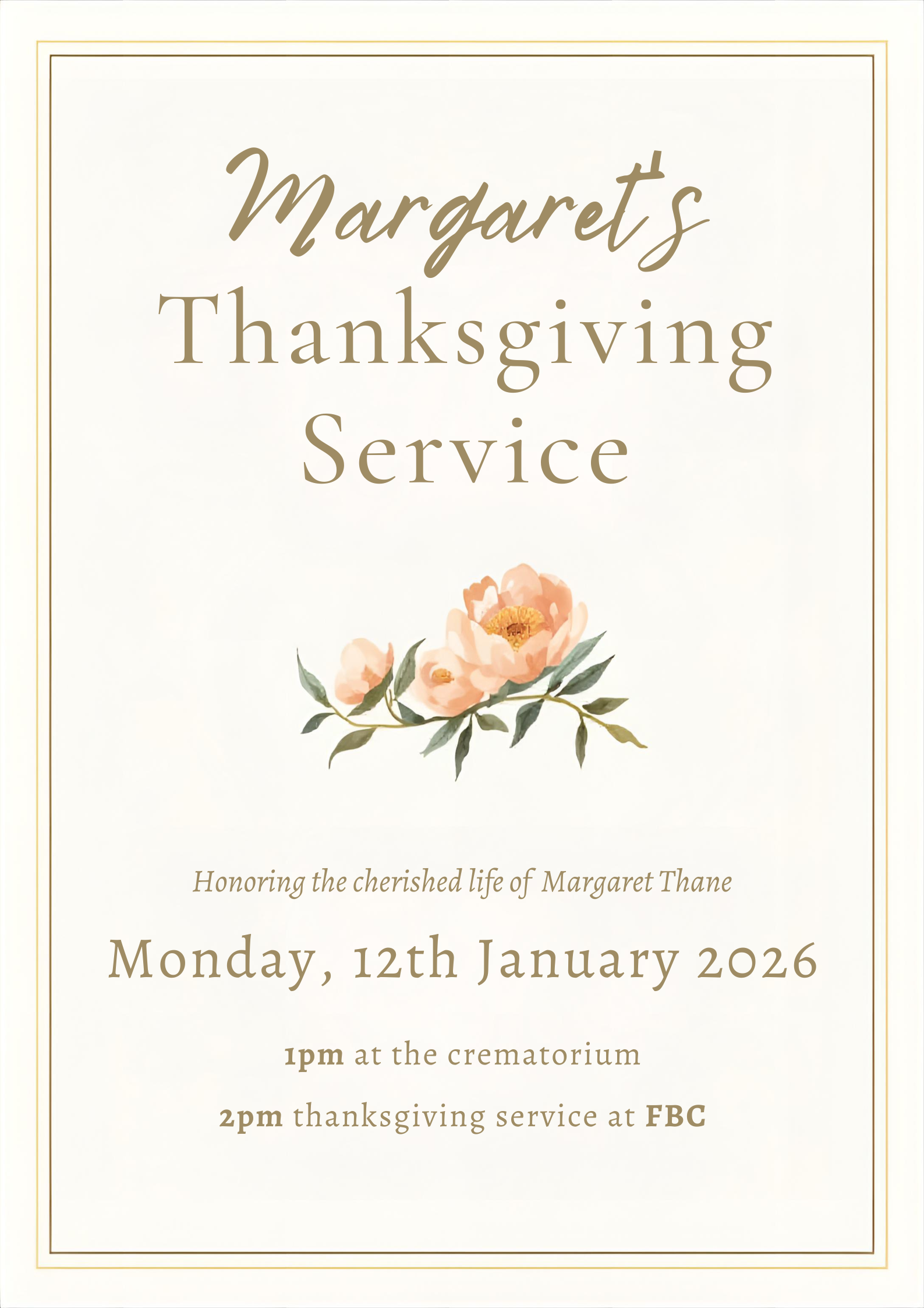 Margaret's Thanksgiving Servic